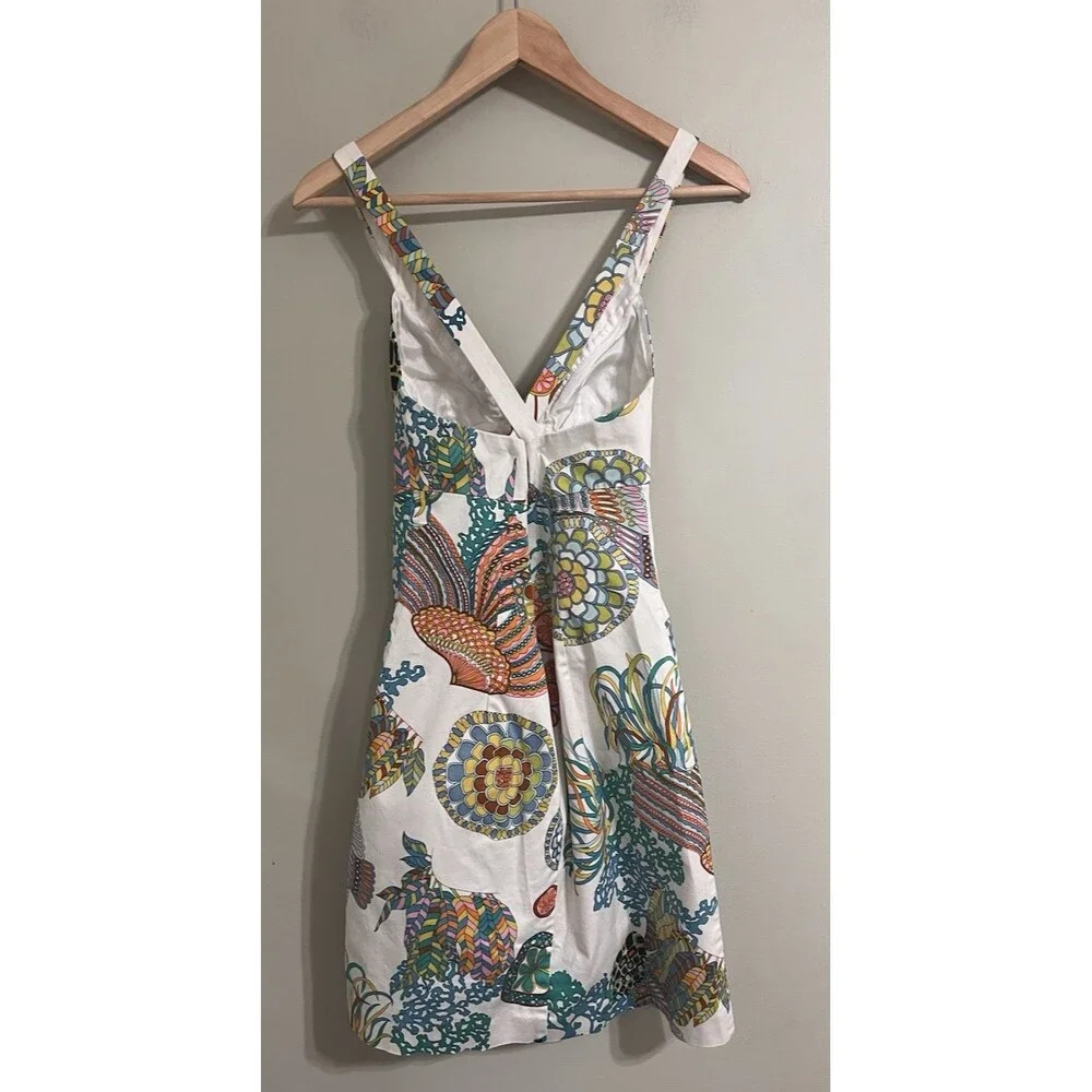 TRINA TURK Criss Cross Halter Colorful Floral Bold Dress Size 4 - Picture 2 of 9